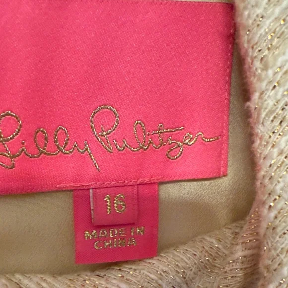 Lilly Pulitzer Portia Tweed Beige Gold Dress - Picture 6 of 6